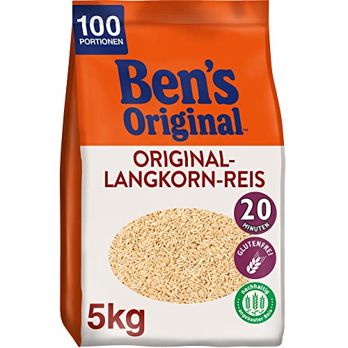 Ben’s Original Loser Reis 20 Minuten Original Langkornreis 5kg – 100 Portionen von BEN’S ORIGINAL