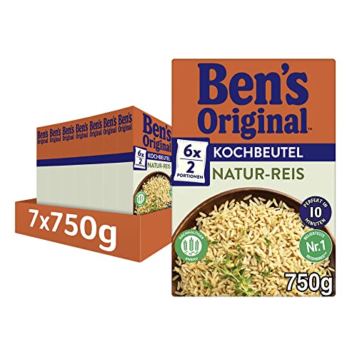 BEN'S ORIGINAL™ Kochbeutel Naturreis, 10-Minuten, 7 Packungen (7x 750g) von Ben's Original
