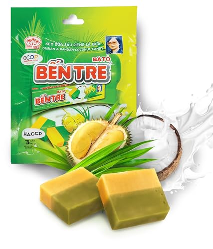 BEN TRE Kaubonbon Durian & Pandan Kokosnuss - Exotische Früchte Vegan Intensives Geschmackserlebnis ohne negativen Einfluss synthetischer Zusatzstoffe - Einzigartiges Candy Rezept Anwohner Vietnam BEN TRE Kaubonbon Durian & Pandan Kokosnuss - Exotische Früchte Vegan Intensives Geschmackserlebnis ohne negativen Einfluss synthetischer Zusatzstoffe - Einzigartiges Candy Rezept Anwohner Vietnam von BEN TRE