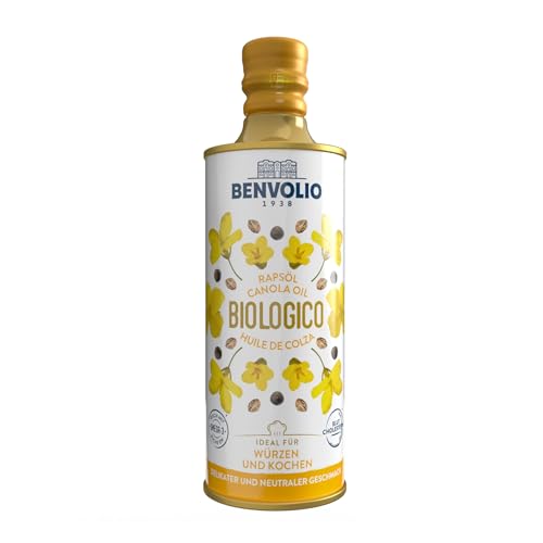 BENVOLIO - Rapsöl BIO Premium | 500ml | Reich an Omega 3 & Vitamin E | Ideal Rapsöl zum Braten & für Salate | Gesund & Vielseitig für die Ganze Familie | Kaltgepresst Bratöl | Rapeseed Oil, Canola Oil BENVOLIO - Rapsöl BIO Premium | 500ml | Reich an Omega 3 & Vitamin E | Ideal Rapsöl zum Braten & für Salate | Gesund & Vielseitig für die Ganze Familie | Kaltgepresst Bratöl | Rapeseed Oil, Canola Oil von BENVOLIO