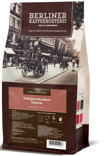 Berliner Kaffeerösterei - Äthiopien Kochere Natural (500g / gemahlen), Röstgrad Kaffee: hell, 100% Arabica Bohnen, Aromaprofil: Floral/Fruchtig/Süß/Würzig von BERLINER KAFFEERÖSTEREI GIEST & COMPAGNON