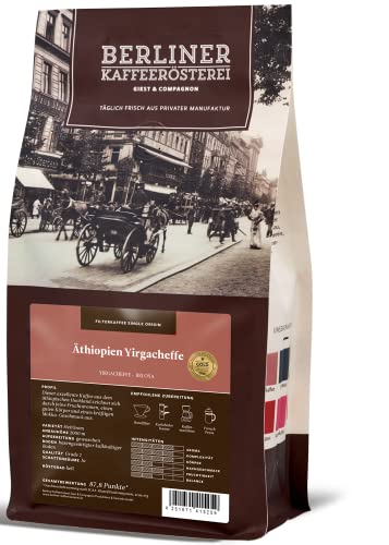 Berliner Kaffeerösterei - Äthiopien Yirgacheffe (1000g / ganze Bohne), Röstgrad Kaffee: hell, 100% Arabica Bohnen, Aromaprofil: Nussig/Röstig/Würzig von BERLINER KAFFEERÖSTEREI GIEST & COMPAGNON