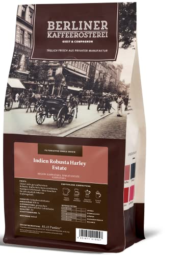 Berliner Kaffeerösterei - Indien Harley Estate (1000g / gemahlen), Röstgrad Kaffee: mittel,% Arabica Bohnen, Aromaprofil: Nussig/Röstig von BERLINER KAFFEERÖSTEREI GIEST & COMPAGNON