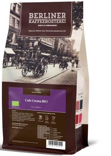 Berliner Kaffeerösterei - Café Creme BIO (1000g / gemahlen), Röstgrad Kaffee: dunkel, 100% Arabica Bohnen, Aromaprofil: Nussig/Schokoladig von BERLINER KAFFEERÖSTEREI GIEST & COMPAGNON