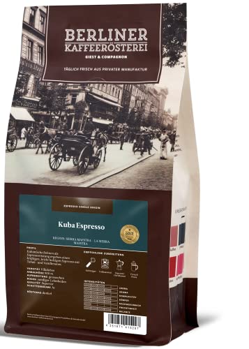 Berliner Kaffeerösterei - Kuba Espresso (250g / gemahlen), Röstgrad Kaffee: dunkel, 100% Arabica Bohnen, Aromaprofil: Karamellig/Nussig/Süß von BERLINER KAFFEERÖSTEREI GIEST & COMPAGNON