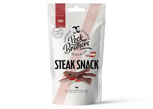 STEAK SNACK CHILI 30g - Proteinreiches Trockenfleisch vom Rind (Beef Jerky) aus Österreich, veredelt mit Chili von BERTHOLD ALEXANDER Peck Brothers BURGENLAND
