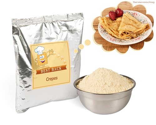 BEST BACK Backmischung für Crêpes, Fertigbackmischung für Crepes, Crepe-Mix, Pfannkuchenteig, Crêpesteig, Teig-Mix für französische Pfannkuchen - Nur Wasser dazu! (5x1kg) von BEST BACK