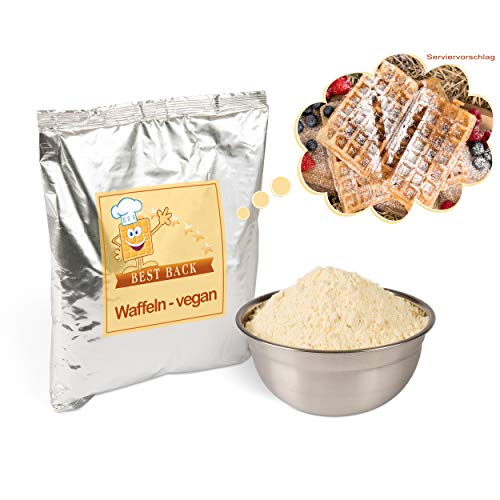 BEST BACK Backmischung für lecker vegane Waffeln Fertigbackmischung Waffelteig Teigmischung für vegane Waffeln - Nur Wasser dazu! (5x1kg) von BEST BACK