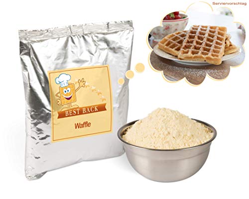 BEST BACK Backmischung für leckere Waffeln, Fertigbackmischung für Herzwaffeln, Waffel-Mischung für Brüsseler, Belgische Waffeln, Waffelmix, Waffelteig ? Nur Wasser dazu! (5x1kg) von BEST BACK