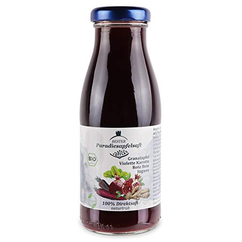 Granatapfel-Violette Karotte-Rote Bete-Ingwer - 100% Bio-Direktsaft (naturtrüb) - 12 x 250 ml von BESTER Paradiesapfelsaft
