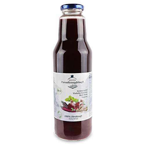 Granatapfel-Violette Karotte-Rote Bete-Ingwer - 100% Bio-Direktsaft (naturtrüb) - 12 x 750 ml von BESTER Paradiesapfelsaft