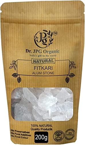 BETT Dr. JPG Pure Phitkari/Fitakari-200g-Alaunstein-weiße Kristallsteine | FSSAI zertifiziert | ISO-zertifiziert von BETT