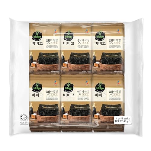 Bibigo Jaerae Seealgen getrocknet – Gerösteter Seetang – Ideal als Snack oder Beilage – 12 x 4 g von BIBIGO