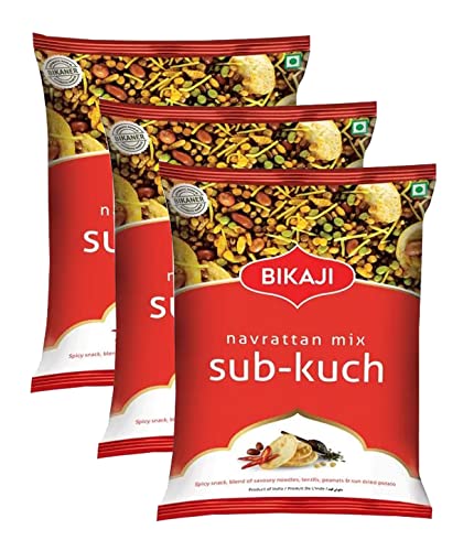 Bikaji Sab Kuch (Navrattan) Snack 200 g – Aslee Bikaneri Namkeen Anytime Snackbeutel – traditioneller indischer salziger herzhafter knuspriger Snack (3 Stück) von BIKAJI