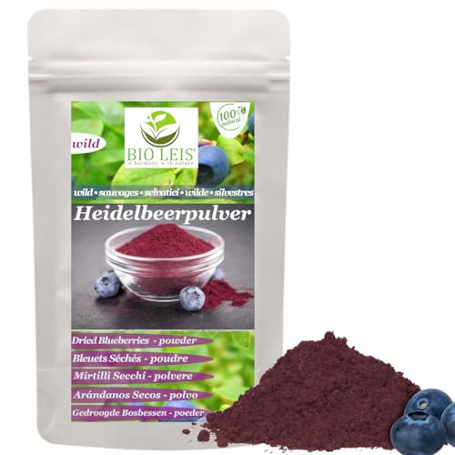 Wild Heidelbeerpulver 100 g I 100% Natürlich I 100% aus wilde Heidelbeere I Fruchtpulver ohne Zucker I Naturbelassen von BIO LEIS in harmony with nature