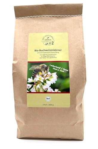 Bio-Buchweizenkörner (1800 g), glutenfrei, keimfähig, schonend geschält ohne Wärmezufuhr in Oberbayern/Deutschland, sehr gut für vegane und vegetarische Ernährung von BIO-Manufaktur ERBER 100% Natur