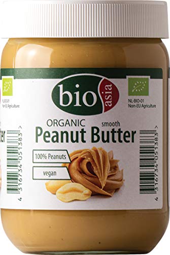 Bioasia Bio Erdnussbutter – Peanut Butter - aus 100% gerösteten Erdnusskernen, cremig, ohne Zusätze, im Glas, vegan und glutenfrei (1 x 500 g) von Bioasia
