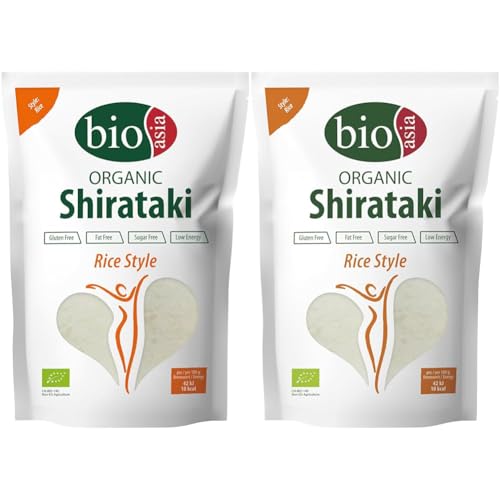 BIOASIA Bio Shirataki Reis aus Bio-Konjakmehl – Mit niedrigem Kaloriengehalt – Zucker-, fett- und glutenfrei (1 x 270 g) (Packung mit 2) von Bioasia