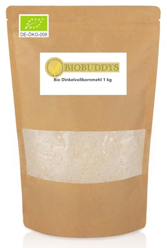 Bio Dinkelvollkornmehl 1kg - 100% Vollkorn, fein gemahlen, aus kontrolliert biologischem Anbau - Ideal für Brot, Gebäck & Pfannkuchen - Vegan, ohne Zusätze Bio Dinkelvollkornmehl 1kg - 100% Vollkorn, fein gemahlen, aus kontrolliert biologischem Anbau - Ideal für Brot, Gebäck & Pfannkuchen - Vegan, ohne Zusätze von BIOBUDDYS