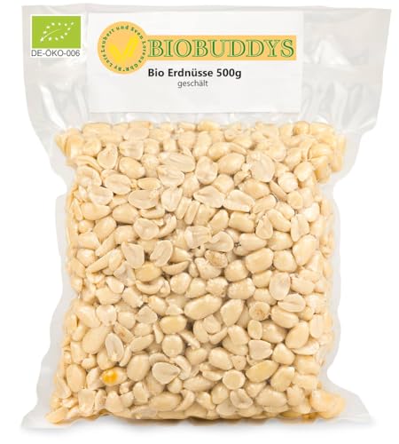 Bio Erdnüsse – 500g blanchiert und ungesalzen, natürlicher Snack in Premium-Qualität, ideal für Vegane Ernährung Bio Erdnüsse – 500g blanchiert und ungesalzen, natürlicher Snack in Premium-Qualität, ideal für Vegane Ernährung von BIOBUDDYS