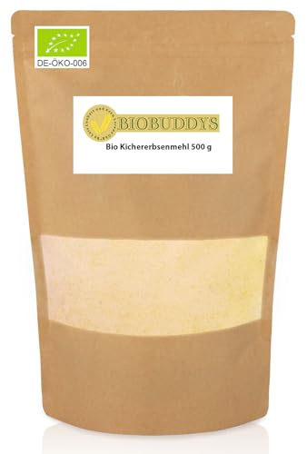 Bio Kichererbsenmehl 500g - Vielseitig, Glutenfrei, Proteinreich, Bio-Qualität, Vegan, Ideal für Backen, Kochen & Pfannkuchen- ideal für Falafel von BIOBUDDYS