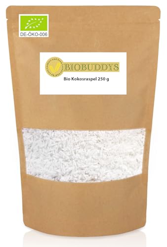 Bio Kokosraspel 250g – Bio Kokosraspeln ohne Zucker - Glutenfrei, Bio-Qualität, Vegan, Natürliche Süße, Ideal für Backen, Kochen & Smoothies Bio Kokosraspel 250g – Bio Kokosraspeln ohne Zucker - Glutenfrei, Bio-Qualität, Vegan, Natürliche Süße, Ideal für Backen, Kochen & Smoothies von BIOBUDDYS