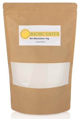 Bio Maisstärke 1kg kaltquellende Stärke - vielseitig und natürlich, vegan und glutenfrei, perfekte Alternative zur Kartoffelstärke Bio Maisstärke 1kg kaltquellende Stärke - vielseitig und natürlich, vegan und glutenfrei, perfekte Alternative zur Kartoffelstärke von BIOBUDDYS