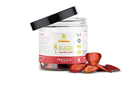 Biocal® - Dehydrierte Erdbeerscheiben | Getrocknete Erdbeerscheiben | Trockenfrüchte für Cocktails | für Mahlzeiten, Müsli und Joghurt | natürlich | Italienisch | 55gr | ca. 135 Scheiben von BIOCAL