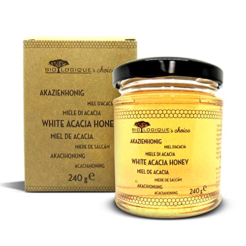 Akazienhonig Premium | Cremig streichfähige feine Textur | Reiner, natürlicher & schmackhafter Honig für Erwachsene & Kinder, 240 g von BIOLOGIQUE