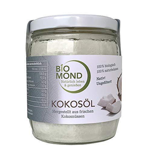 BIO Kokosöl PREMIUM von BIOMOND 1000 ml kaltgepresst nicht raffiniert Vorteilsgröße Virgin Coconut Oil Rohkostqualität Butterersatz von BIOMOND