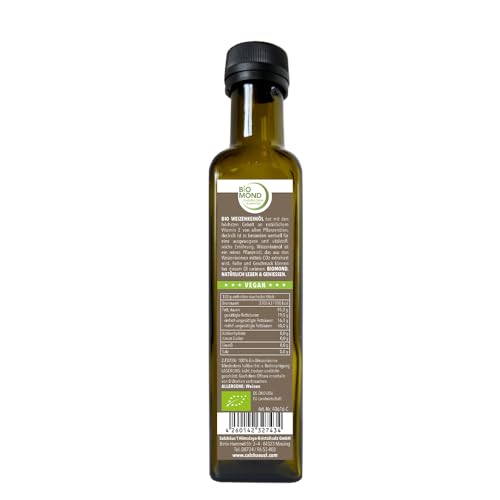 Bio Weizenkeimöl PREMIUM BIOMOND 250 ml / Gourmetöl / frisch kalt gepresst / nativ / vegan / Rohkostqualität von BIOMOND