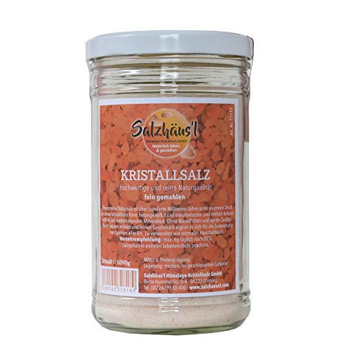 Kristallsalz Salz fein rosa SALZHÄUS`L 1.090 g / im Glas / Pakistan von Salzhäus`l
