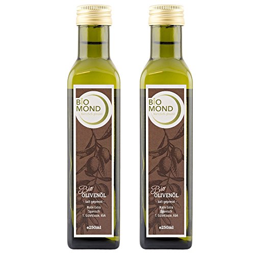 Premium BIO Olivenöl extra NATIV BIOMOND 2 x 250 ml Spar-Set hochwertiges Gourmetöl Speiseöl frisch kalt gepresst Spanien von BIOMOND