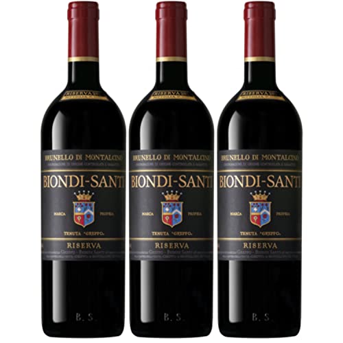 Biondi-Santi Brunello di Montalcino DOCG Riserva Rotwein italienischer Wein trocken Italien I Versanel Paket (3 x 0,75l) von BIONDI SANTI
