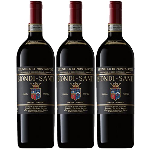 Biondi-Santi Brunello di Montalcino DOCG Rotwein italienischer Wein trocken DOC Italien I Versanel Paket (3 x 0,75l) von BIONDI SANTI