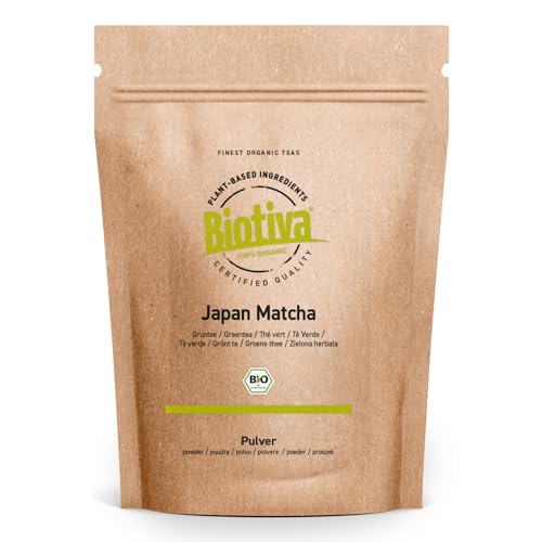 Japan Matcha Tee Bio 100g | Original Matchapulver | Tee Latte Smoothies | hochwertigster Biomatcha aus Japan |100% nachhaltiger Anbau | Abgefüllt und kontrolliert in Deutschland | Biotiva von Biotiva