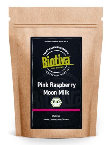 Pink Moon Milk Bio 100g - Ayuvedisches Getränk - Ashwagandha Erdbeere Himbeere Zimt & Muskatnuss - Ohne Zuckerzusatz - kontrolliert und zertifiziert in Deutschland - vegan - Biotiva von Biotiva