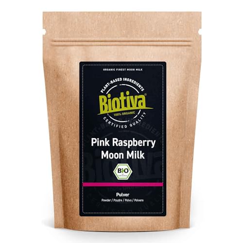 Pink Moon Milk Bio 100g - Ayuvedisches Getränk - Ashwagandha Erdbeere Himbeere Zimt & Muskatnuss - Ohne Zuckerzusatz - kontrolliert und zertifiziert in Deutschland - vegan - Biotiva von Biotiva