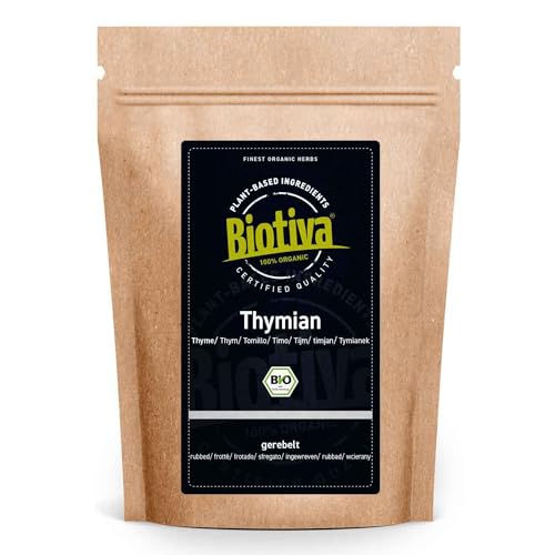 Thymian Kraut Bio 100g - Echter Thymian geschnitten - Thymus vulgaris - Arzneipflanze 2006 - abgefüllt und kontrolliert in Deutschland - Biotiva von Biotiva