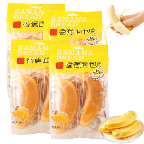 Exotische Asiatische Brot-Snackbox, Bananenbrot, Schälbares Bananenbrot, Bananenform, Fluffiger Frühstücks-Fruchtkuchen, Gefüllter Toast, Freizeitsnack (16 Stück) von BIUBIULOVE