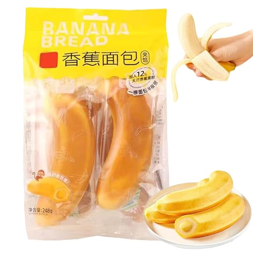 Exotische Asiatische Brot-Snackbox, Bananenbrot, Schälbares Bananenbrot, Bananenform, Fluffiger Frühstücks-Fruchtkuchen, Gefüllter Toast, Freizeitsnack (4 Stück) von BIUBIULOVE