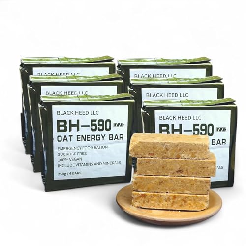20 Jahre Haltbarkeit!BH-590 Hafer-Energieriegel, Notfall-Nahrungsration, komprimierter Weizenriegel, Überlebenslebens-Lebensmittelaufbewahrung, vegan (1500 g, Weizen/Hafer) von BLACK HEED LLC