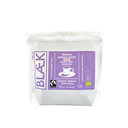 BLÆK Specialty Bio Instant Kaffee Decaf: Blaek Nø.4 entkoffeiniert | löslicher Premium Coffee To Go 150g Bag koffeinfrei säurearm & mild | Arabica Hochland Kaffeebohne Medium Roast BLÆK Specialty Bio Instant Kaffee Decaf: Blaek Nø.4 entkoffeiniert | löslicher Premium Coffee To Go 150g Bag koffeinfrei säurearm & mild | Arabica Hochland Kaffeebohne Medium Roast von BLÆK