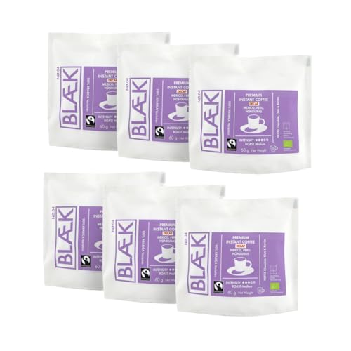 BLÆK Specialty Bio Instant Kaffee Decaf: Blaek Nø.4 entkoffeiniert | löslicher Premium Coffee To Go 6er Set 60g Bag koffeinfrei säurearm & mild | Arabica Hochland Kaffeebohne Medium Roast BLÆK Specialty Bio Instant Kaffee Decaf: Blaek Nø.4 entkoffeiniert | löslicher Premium Coffee To Go 6er Set 60g Bag koffeinfrei säurearm & mild | Arabica Hochland Kaffeebohne Medium Roast von BLÆK