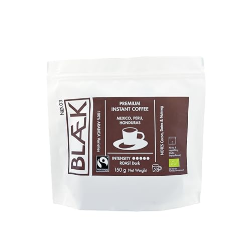 BLÆK Specialty Bio Instant Kaffee Nø.3 | Blaek Espresso Organic Dark Blend löslich: 150g Bag Coffee | Arabica Hochland Kaffeebohne ökologisch Kakao + Datteln | Hotel Camping Reise Büro Outdoor BLÆK Specialty Bio Instant Kaffee Nø.3 | Blaek Espresso Organic Dark Blend löslich: 150g Bag Coffee | Arabica Hochland Kaffeebohne ökologisch Kakao + Datteln | Hotel Camping Reise Büro Outdoor von BLÆK