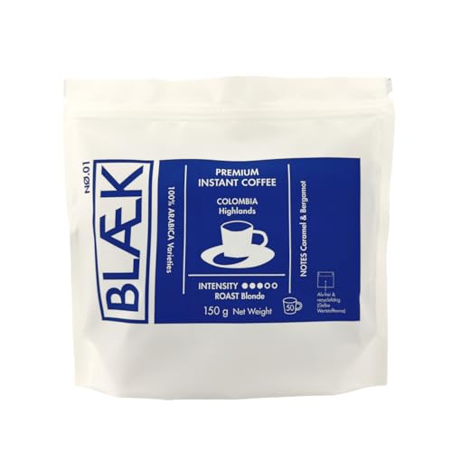 BLÆK Specialty Instant Kaffee Nø.1 Blonde Roast | Blaek Premium Coffee 150g Bag Kolumbien To Go Pouch löslich säurearm & mild Arabica Hochland Kaffeebohnen | Hotel Home Camping Reise Büro Outdoor BLÆK Specialty Instant Kaffee Nø.1 Blonde Roast | Blaek Premium Coffee 150g Bag Kolumbien To Go Pouch löslich säurearm & mild Arabica Hochland Kaffeebohnen | Hotel Home Camping Reise Büro Outdoor von BLÆK