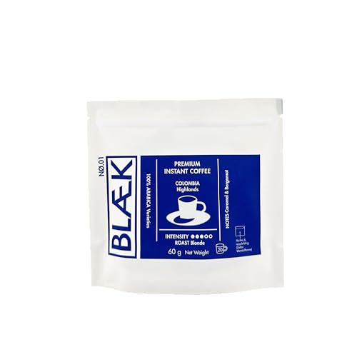 BLÆK Specialty Instant Kaffee Nø.1 Blonde Roast | Blaek Premium Coffee 60g Bag Kolumbien: To Go Pouch löslich säurearm & mild Arabica Hochland Kaffeebohnen | Hotel Home Camping Reise Büro Outdoor BLÆK Specialty Instant Kaffee Nø.1 Blonde Roast | Blaek Premium Coffee 60g Bag Kolumbien: To Go Pouch löslich säurearm & mild Arabica Hochland Kaffeebohnen | Hotel Home Camping Reise Büro Outdoor von BLÆK