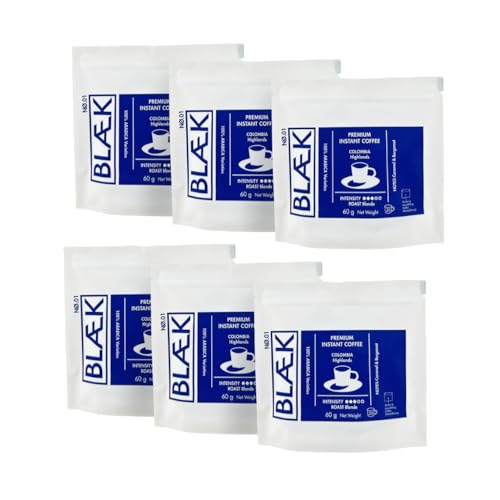 BLÆK Specialty Instant Kaffee Nø.1 Blonde Roast | Blaek Premium Coffee 6er Set 60g Bag Kolumbien To Go löslich säurearm & mild Arabica Hochland Kaffeebohnen | Hotel Camping Reise Büro Outdoor BLÆK Specialty Instant Kaffee Nø.1 Blonde Roast | Blaek Premium Coffee 6er Set 60g Bag Kolumbien To Go löslich säurearm & mild Arabica Hochland Kaffeebohnen | Hotel Camping Reise Büro Outdoor von BLÆK