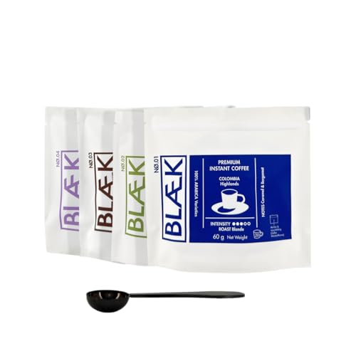 Specialty Instant Kaffee: Blaek Mix 4er Set 60g Bag | löslicher Premium Coffee To Go Pouch säurearm & mild | Arabica Hochland Kaffeebohnen: Medium Roast Espresso koffeinfrei | Hotel Camping Reise Specialty Instant Kaffee: Blaek Mix 4er Set 60g Bag | löslicher Premium Coffee To Go Pouch säurearm & mild | Arabica Hochland Kaffeebohnen: Medium Roast Espresso koffeinfrei | Hotel Camping Reise von BLÆK