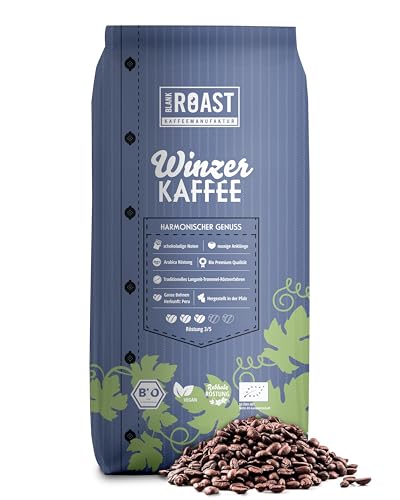 BLANK ROAST - BIO Winzer Kaffee 1000g - schonend mit Pfälzer Rebholz geröstet - ganze Kaffee-Bohnen aus Peru - 100% Arabica Röstung - schokoladig & nussig - säurearm von BLANK ROAST